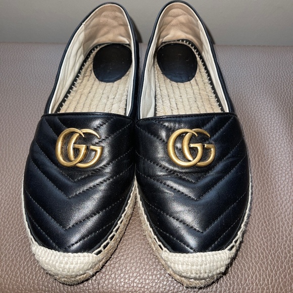 Leather espadrille with Double G - Picture 1 of 3